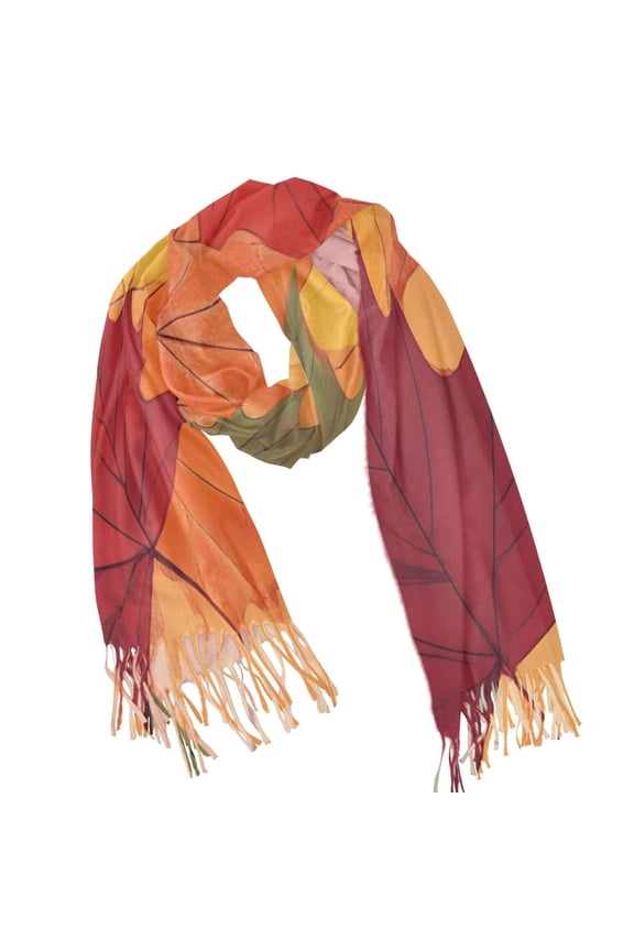 Women's Winter Scarf Soft Long Shawl Leaves Fall Large Scarves