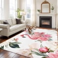 thumbnail image 2 of Large Area Rugs for Living Room Bedroom, Pink Flamingo 6'x9' Rug Washable Carpet Runner Indoor Outdoor, Watercolor Flowers Spring Floral Leaf Plant Non Slip Floor Mats Rug for Kitchen, Playroom, 2 of 8