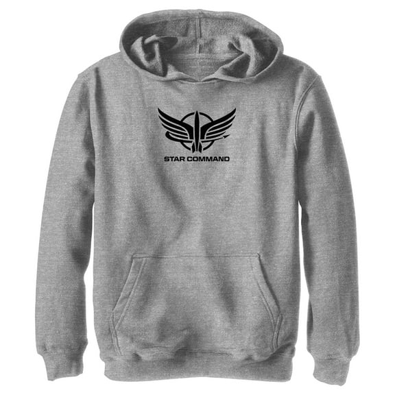 Boy's Lightyear Star Command Badge  Pull Over Hoodie Athletic Heather Large
