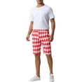 thumbnail image 2 of INSPIRE CHIC Argyle Pattern Shorts for Men's Regular Fit Flat Front Contrasting Colors Shorts 28 Red, 2 of 5