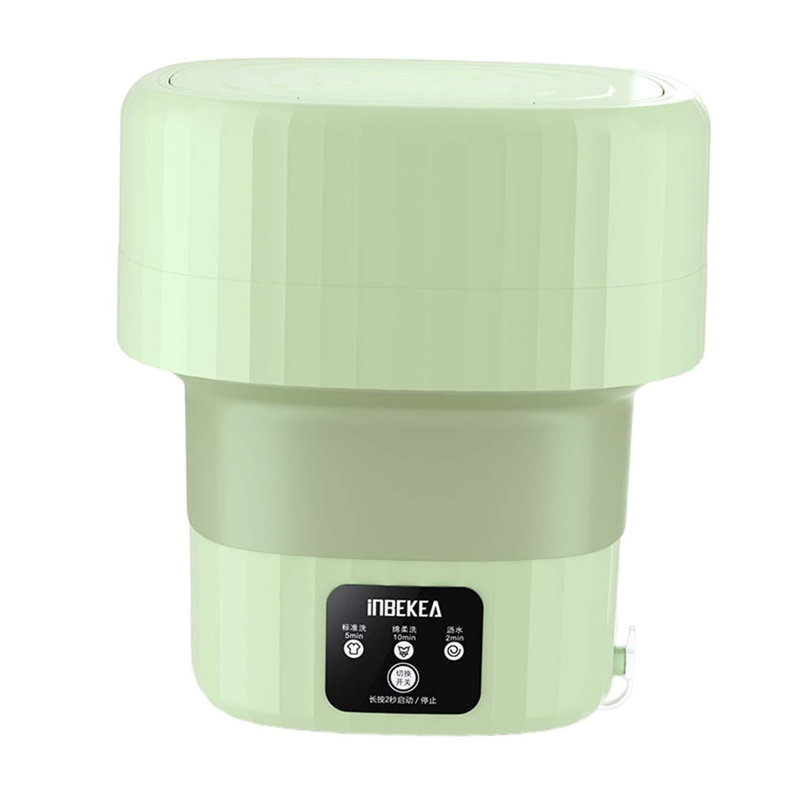 GUOOL Folding Washing Machine Mini Bucket Washer Lightweight Easy to Carry Compact with Handle Portable Clothes Washer Small Washer for Outdoor RV green
