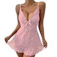 thumbnail image 1 of zuwimk Women Lingerie Lace V Neck Sleepwear Strap Chemise Pink,XXL, 1 of 5
