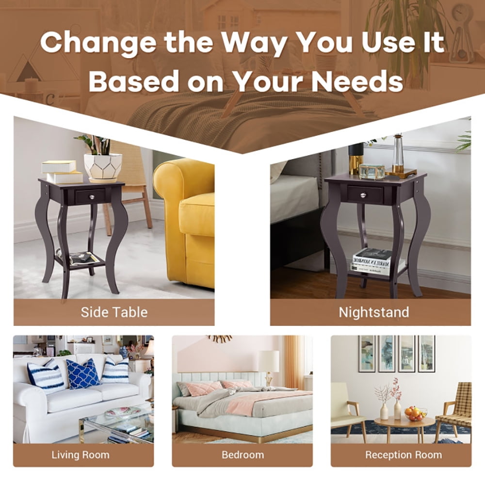 Finihen End Side Table, Set of 2 Side Table End Table Night Stand with Shelf, Sofa Couch Table, for Small Spaces, Living Room, Bedroom, Brown Finihen End Side Table, Set of 2 Side Table End Table Night Stand with Shelf, Sofa Couch Table, for Small Spaces, Living Room, Bedroom, Brown