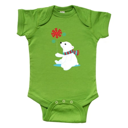 

Inktastic Polar Bear With A Scarf White Bear Snowflakes Gift Baby Boy or Baby Girl Bodysuit