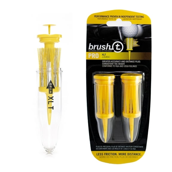 BRUSH T Premium Yellow Golf Tees, XLT 2-Pack, 3 1/8", Unbreakable Design – Perfect Golf Gift for Men and Women