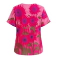 thumbnail image 5 of Yrmaups Loose Fit Short Sleeve T Shirt for Women Plus Size, Sunflower Square Neck Blouse, Casual Button Down Top, Soft Stretch Tee for Party Vacation Daily Wear, Red 3XL, 5 of 8