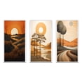 thumbnail image 2 of Designart "Retro Mountain Meadows Golden Sunset IV" Meadow Framed Wall Art Set Of 3 - Orange Traditional Frame Gallery Wall Set For Home Decor, 2 of 6