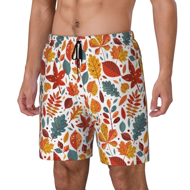 Fotbe Autumn Leaves Traje de Baño para Hombre – Shorts de Natación de Secado Rápido con Forro y Bolsillos-XX-Large