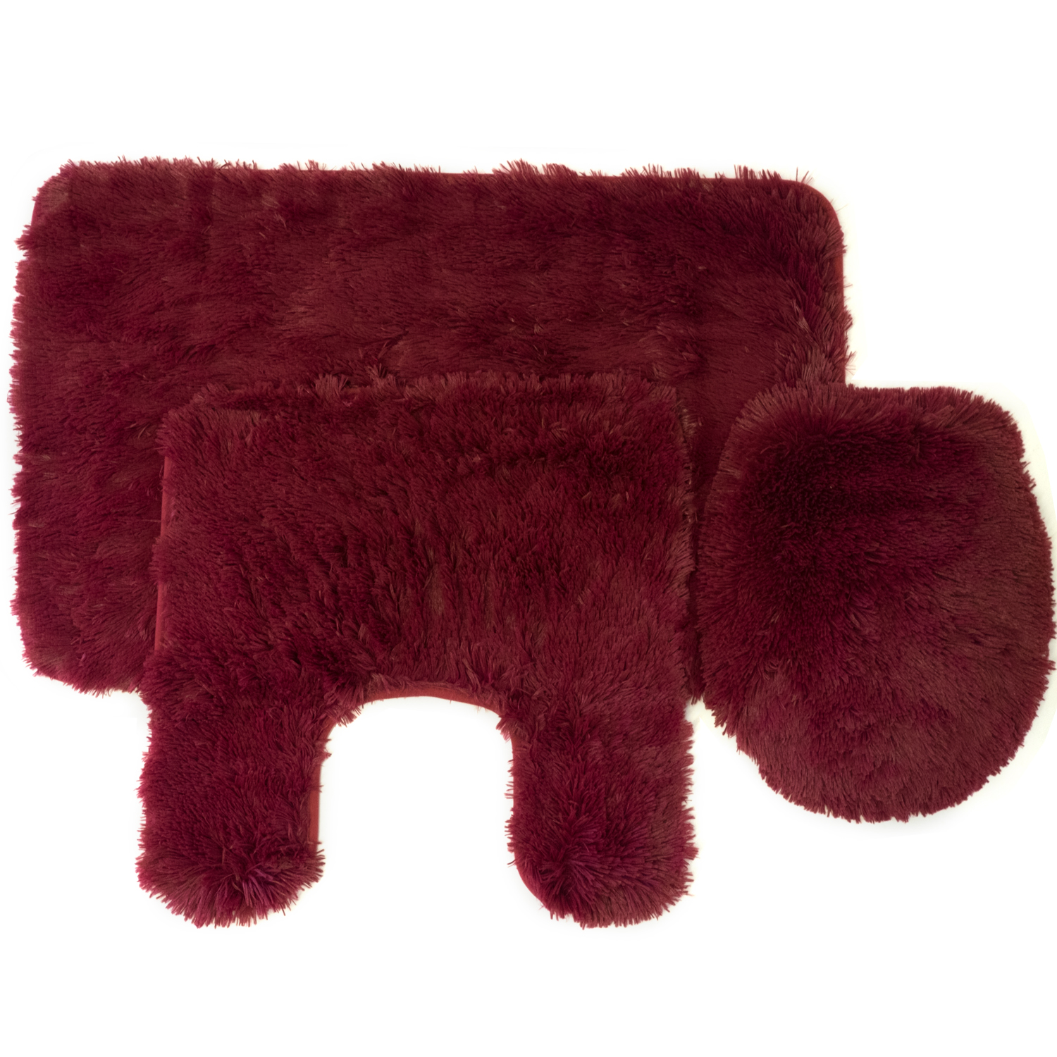 Fluff 3 Piece Faux Fur Bathroom Rug, Contour and Lid Cover Set