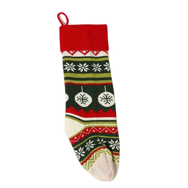 Cateissary Bolsa de Navidad tejida, regalo a rayas, medias de embalaje de dulces, decoración del hogar, colgador, calcetines, accesorios de Kits de decoración para fiestas Copo de nieve