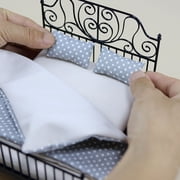 ROZYARD Vintage Iron Bed For 1/12 Scale Dollhouses Decoration Miniature Furniture Model