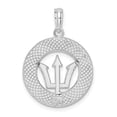 thumbnail image 3 of Finest Gold Sterling Silver Polished Barbados with Trident Circle Pendant, 3 of 3
