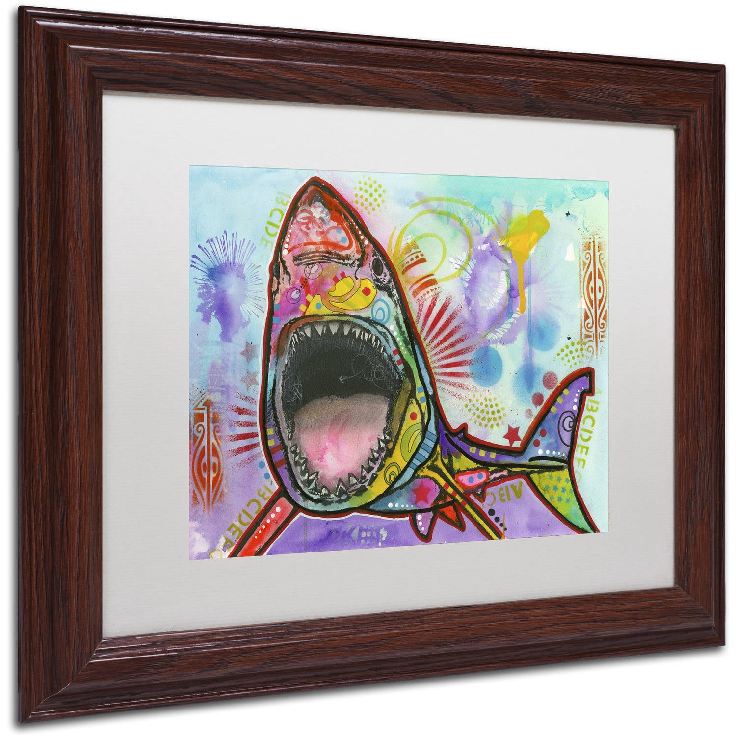 Trademark Fine Art "Shark 1" Canvas Art by Dean Russo, White Matte, Wood Frame