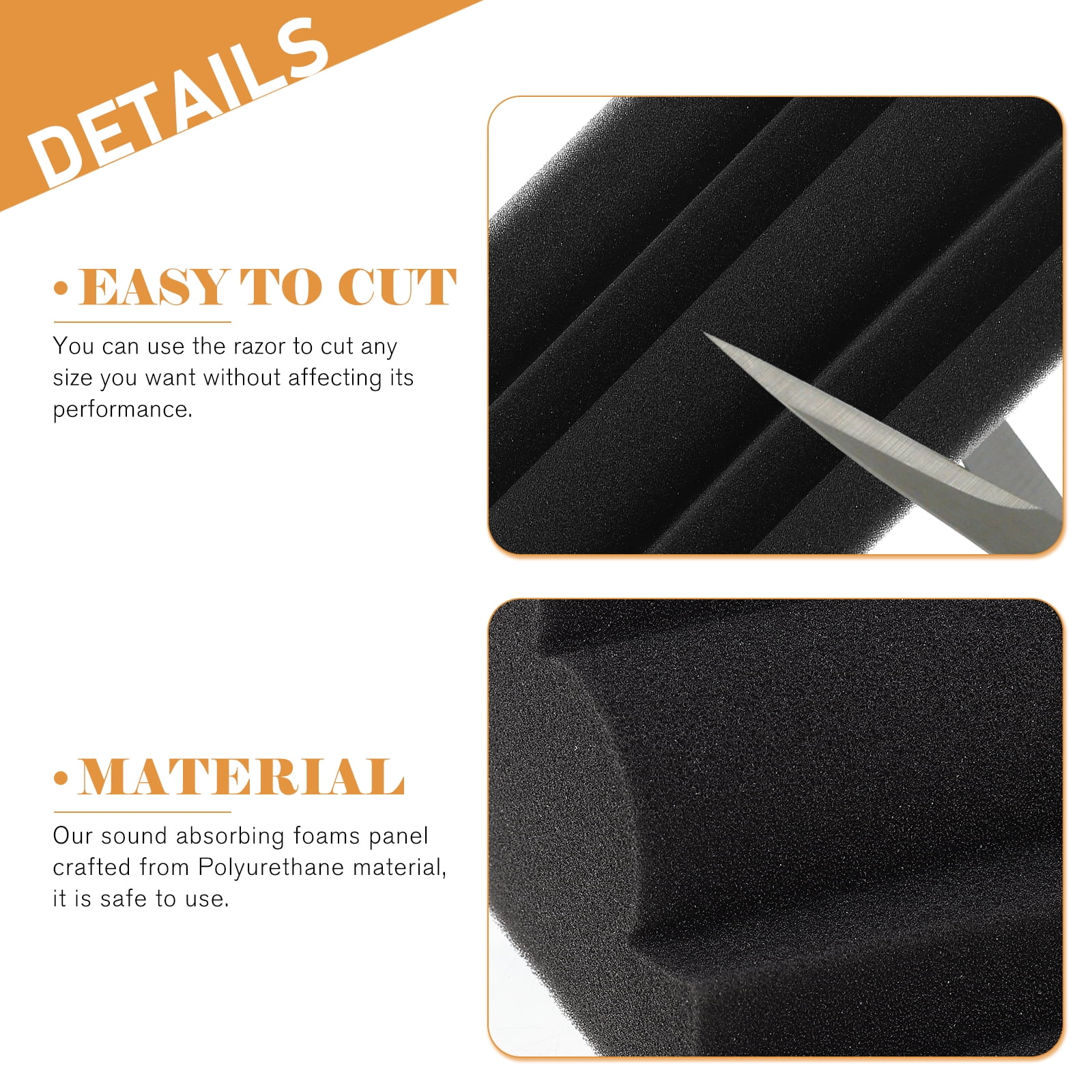 3 Pieces Bass Traps Sound Insulation Cotton Acoustic Panel 12x12x24cm Black
