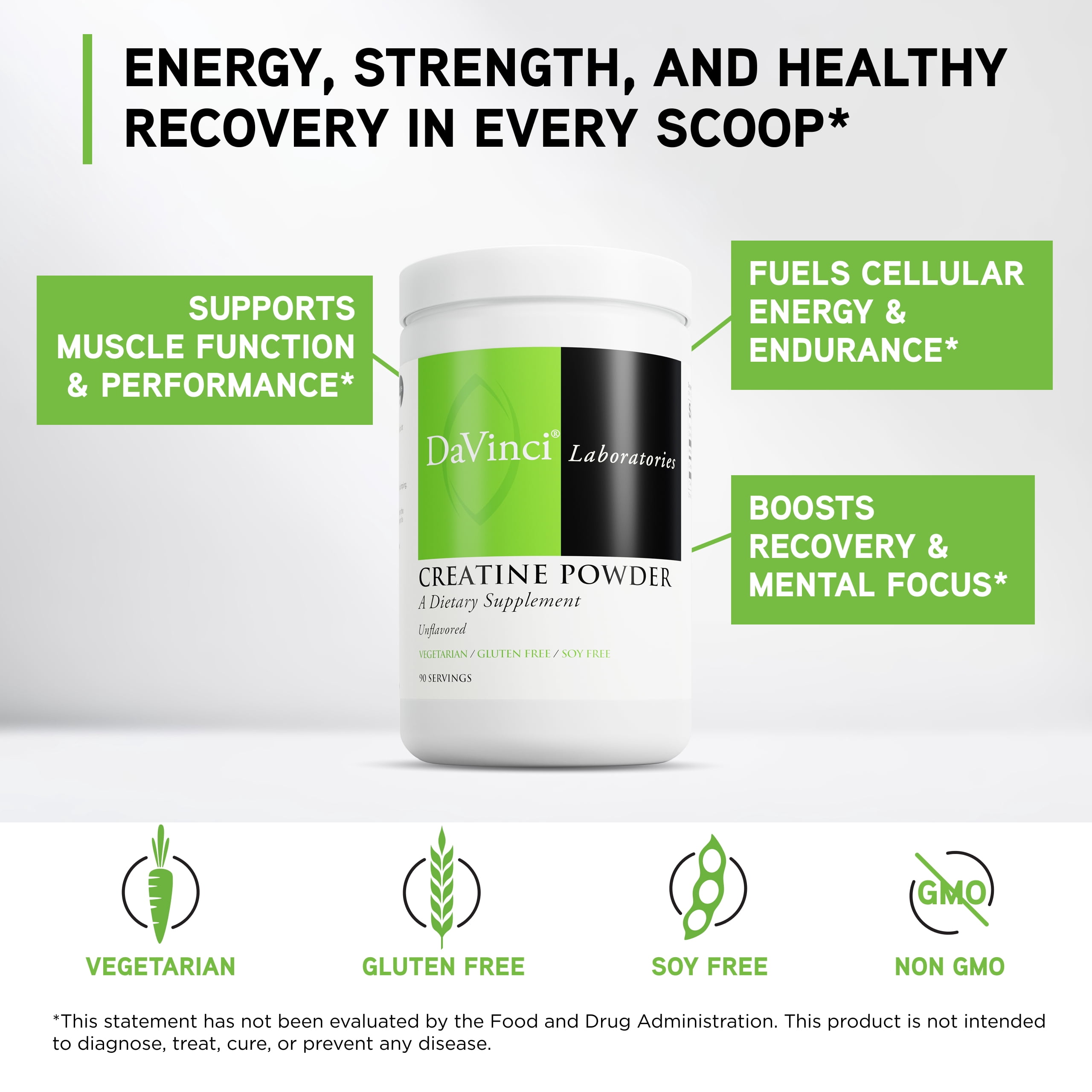 DaVinci Creatine Powder - Unflavored - 90 Servings