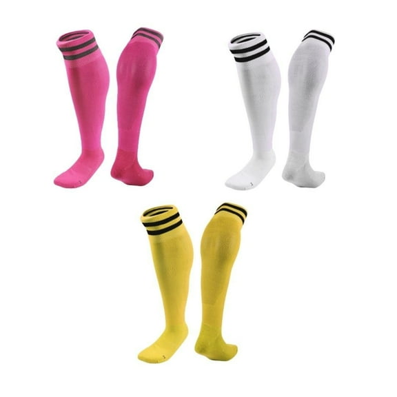 Lian LifeStyle 3 Pairs Knee High Sports Socks for Soccer, Softball, Baseball, Soccer, and Many Other Sports XL002 Size XS Rose,White,Yellow