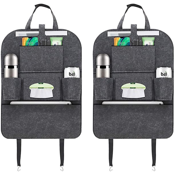 CARBONLIKE Juego de 2 organizadores para asientos traseros de coche - Protección trasera multifuncional para coche, bebidas