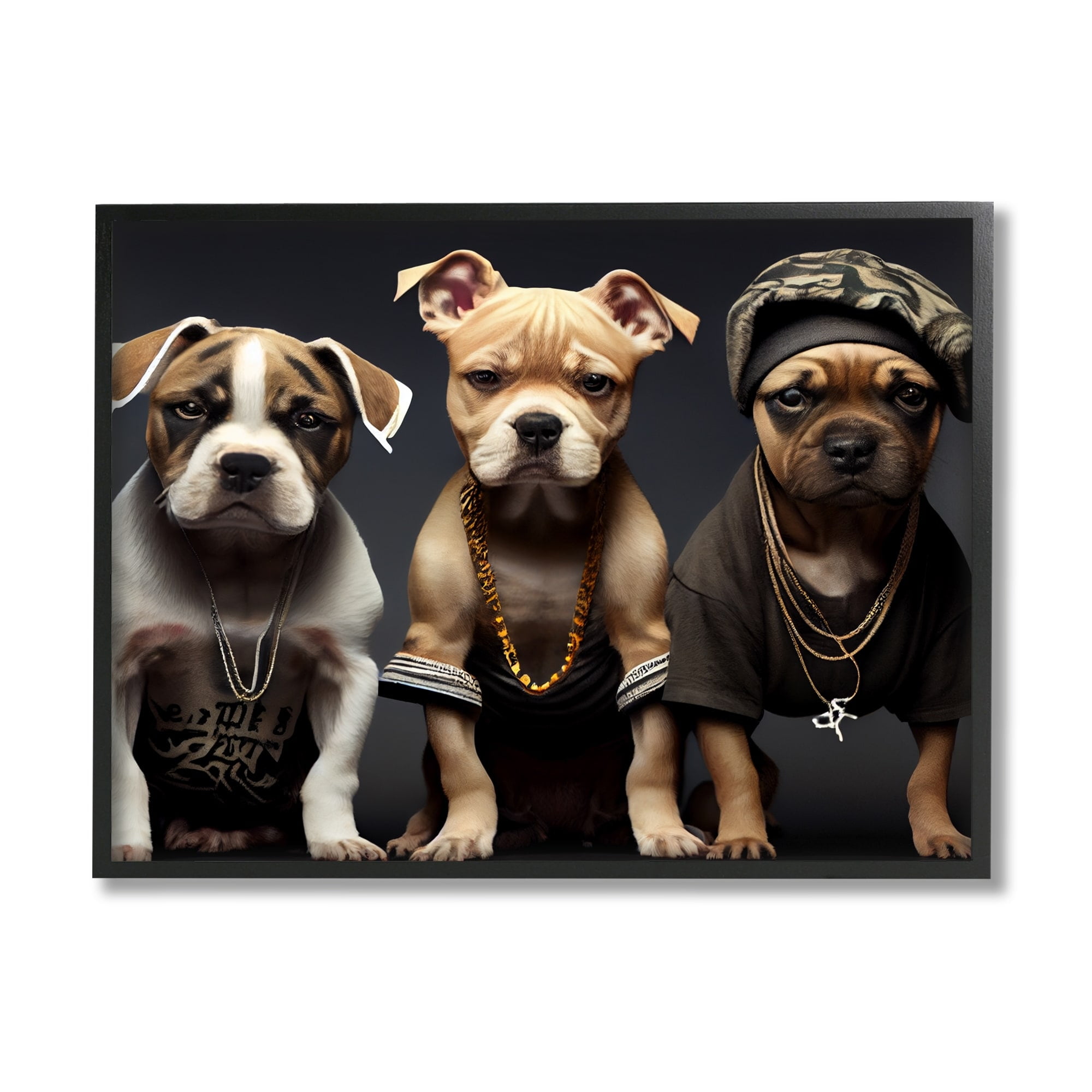 Stupell Industries Gangster Dogs Trio Puppies Animals & Insects Painting White Framed Art Print Wall Art
