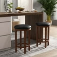 thumbnail image 5 of Costway Bar Stools Set of 2 Counter Height Stools with Round Seat & Footrest for Kitchen Black, 5 of 9