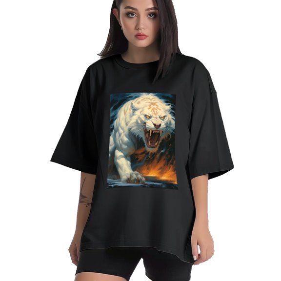 Plus Size Shirt for Women Black Tops for Women Short Sleeves Shirt for Women Tiger 10 T Shirt Crewneck Shirt for Women XS