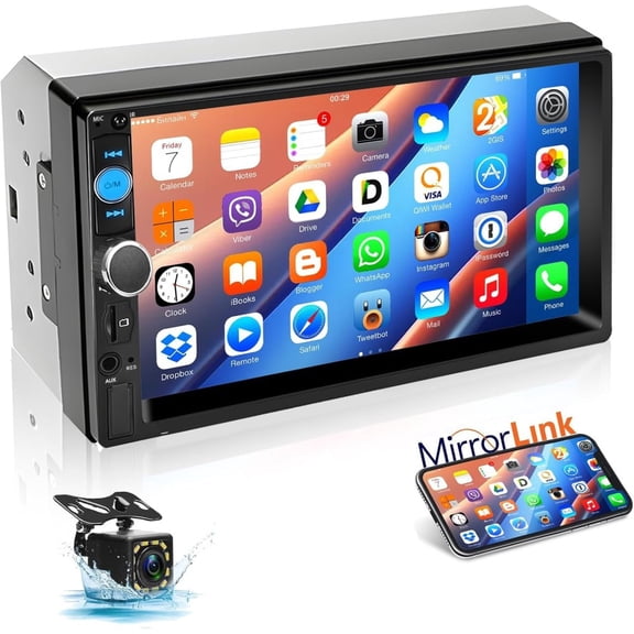 Double 2 Din Car Stereo Radio 7" Touch Screen Bluetooth FM Audio   Backup Camera