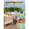 thumbnail image 5 of Outdoor Tablecloth with Umbrella Hole for Patio/Picnic/Party/Camping, Teal Green Hummingbirds Waterproof Table Cloth Rectangle Table Cover Washable, Spring Watercolor Flowers Plant (60"x 120"), 5 of 8