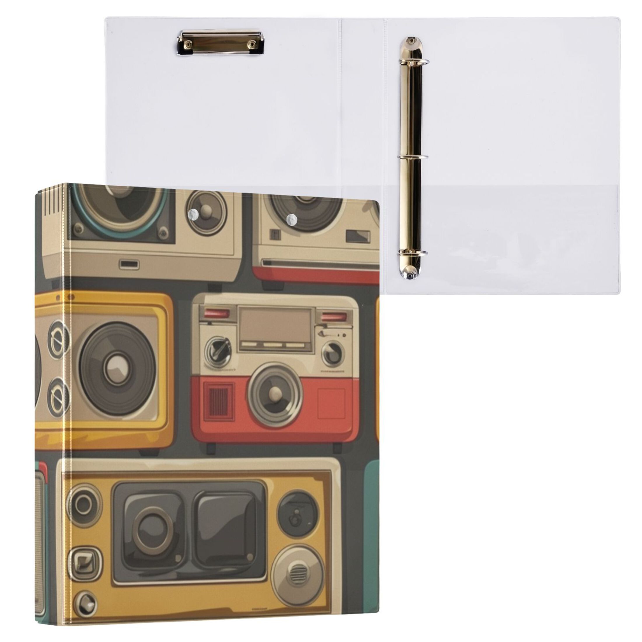 Radio 3 Ring Binders 1.5 inch Hardcover File Folders with Interior Pockets A4 Size Organizer for School Office Hospital