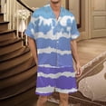 thumbnail image 4 of Men's Gradient Printed Satin Short Sleeve Button Up Pajama Loungewear Set for Comfortable Sleep and Relaxation at Home, 4 of 4