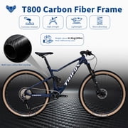 PIONEER Outroad Mountain Bike Double Full Suspension MTB for Adult, M6100 12-Speeds Carbon Fiber Full Suspension MTB MFM100, Dual Disc Brake Bikes for Men Women
