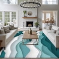 thumbnail image 3 of 5'x7' Area Rugs, Turquoise Ombre Indoor Outdoor Area Rug for Living Room Bedroom, Modern Geometric Moire Abstract Art Washable Bathroom Rugs Kitchen Floor Carpet Mats Home Decor Aesthetic, 3 of 8
