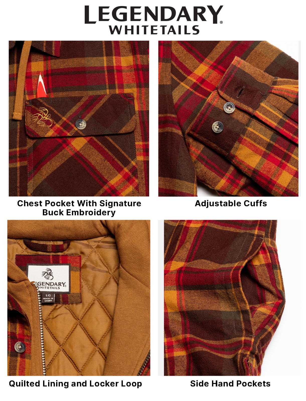 Legendary Whitetails Rugged Men's Maplewood Hooded Flannel Shirt
