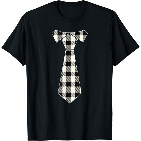 t-shirt White Buffalo Plaid Check Tie Christmas Gift for Men Dad T-ShirtMen and women can wear, black T-shirts, gifts. Age: M,L，XL 2XL, 3XL, 4XL
