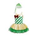 thumbnail image 2 of iiniim Girls Christmas Ballet Dance Xmas Santa Figure Ice Skating Costume Striped Leotard Dress Size 4-16 A Green 16, 2 of 7