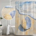 thumbnail image 4 of Coastal Shell Shower Curtain Set - Extra Long 72" x 96" Washable Bathtub Curtain with 12 Hooks, Blue Yellow Summer Beach Nautical Ocean Waterproof Fabric Stall Shower Curtains for Bathroom Décor, 4 of 6