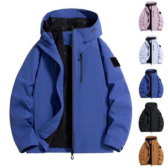 AnuYalue Men's Big and Tall Ski Jakcets Fall Winter Hooded Sweatshirt Full Zip Long Sleeve Hoodie Soild Color Outwear for Hiking