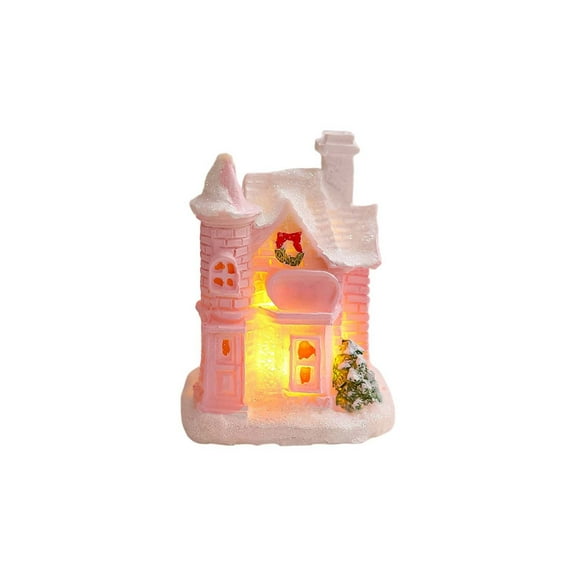 nTRIUQJ Enchanting Village Resin Desktop Ornament Miniature Holiday Tabletop Display Festive Winter Scene Centerpiece Collectible Crafted Cottage A