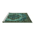 thumbnail image 2 of Ahgly Company Machine Washable Indoor Round Oriental Turquoise Blue Industrial Area Rugs, 3' Round, 2 of 4