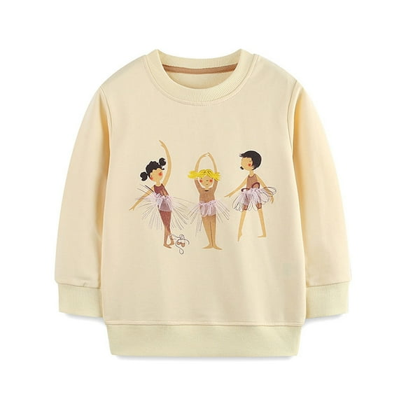 Little Girls Sweatshirt Crew Neck Long Sleeve Pullover Cute Ballet Dancer Warm Autumn Winter Sweatshirts for Girls 6T-7T
