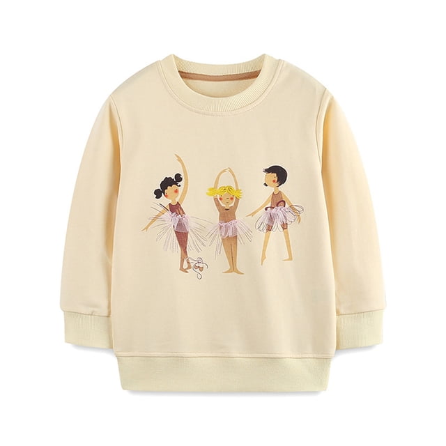 Chandail en Molleton pour Filles, Col Rond, Manches Longues, Pull-Over, Danseuse de Ballet Mignonne, Chaud pour l'Automne et l'Hiver, Chandails en Molleton pour Enfants Filles 4T-5T