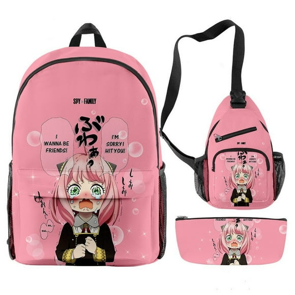 Set de mochilas Anya Forger Pink Anime de Spys Familys, 3 unidades