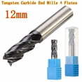 thumbnail image 4 of 12MM Tungsten Carbide End Mill 4 Flute HRC50 75MM Length Flat Bottom 12MM Shank, 4 of 11
