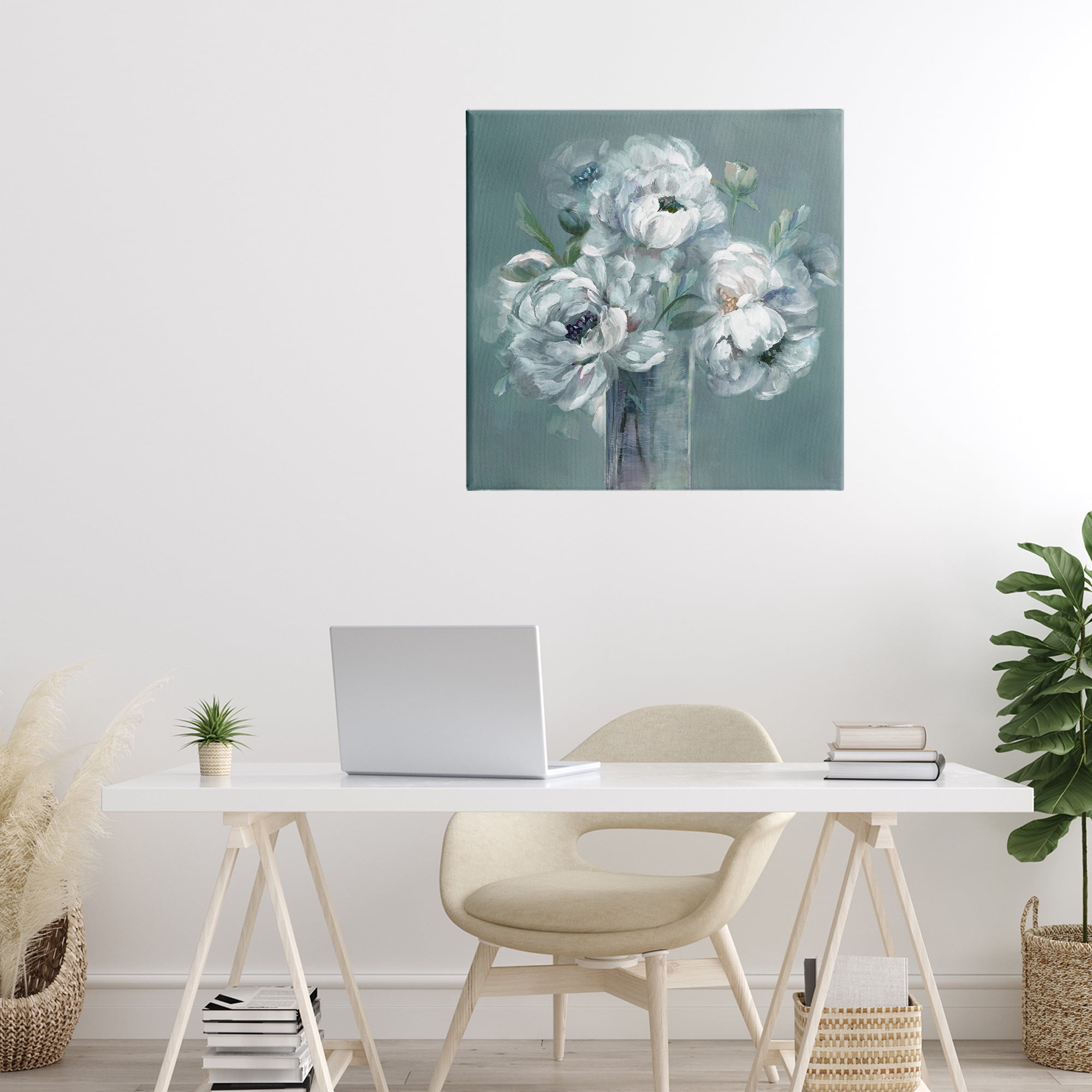 Stupell Industries White Peony Impression in Vase Canvas Wall Art, design by Nan