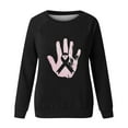 thumbnail image 4 of WREESH Women's Hand Pink Ribbon Graphic Sweatshirt - Lightweight Breast Cancer Awareness Long Sleeve Top Black, 4 of 5