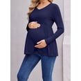 thumbnail image 5 of Weardear Maternity Tops Long Sleeve Pleated Waist Pregnancy Shirts V Neck Casual Pregnant Clothes Tunic Blouse for Women, 5 of 6
