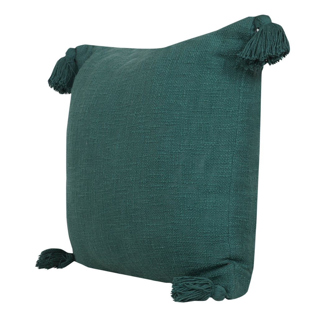 LR Home Ox Bay Hand-Woven Green Solid All-Natural Cotton Pillow Cover
