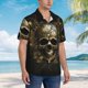 thumbnail image 3 of Fotbe Vintage Gold Leaf Skull Camisa Hawaiana para Hombre Unisex – Camisa Casual de Verano con Botones de Manga Corta de Algodón y Lino,Medium, 3 of 7
