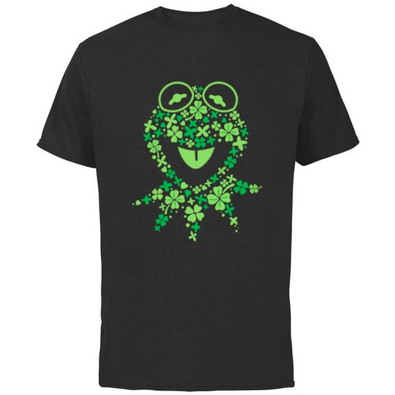 Disney Muppets Kermit the Frog in Clovers St Patrick’s Day - Short Sleeve Cotton T-Shirt for Adults - Customized-Black