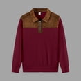 thumbnail image 6 of Quarter Zip Pullover Men 2026 Fall Winter Long Sleeve Color Block Patchwork Corduroy Lapel Collar Pullover Sweatshirt, 6 of 9