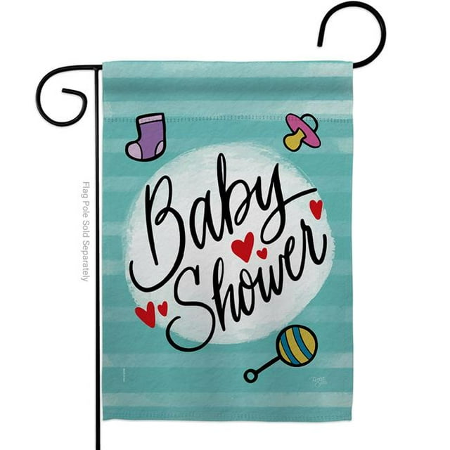 Breeze Decor G165217-BO Baby Shower Celebration New Born Double-Sided Decorative Garden Flag, Multi Color
