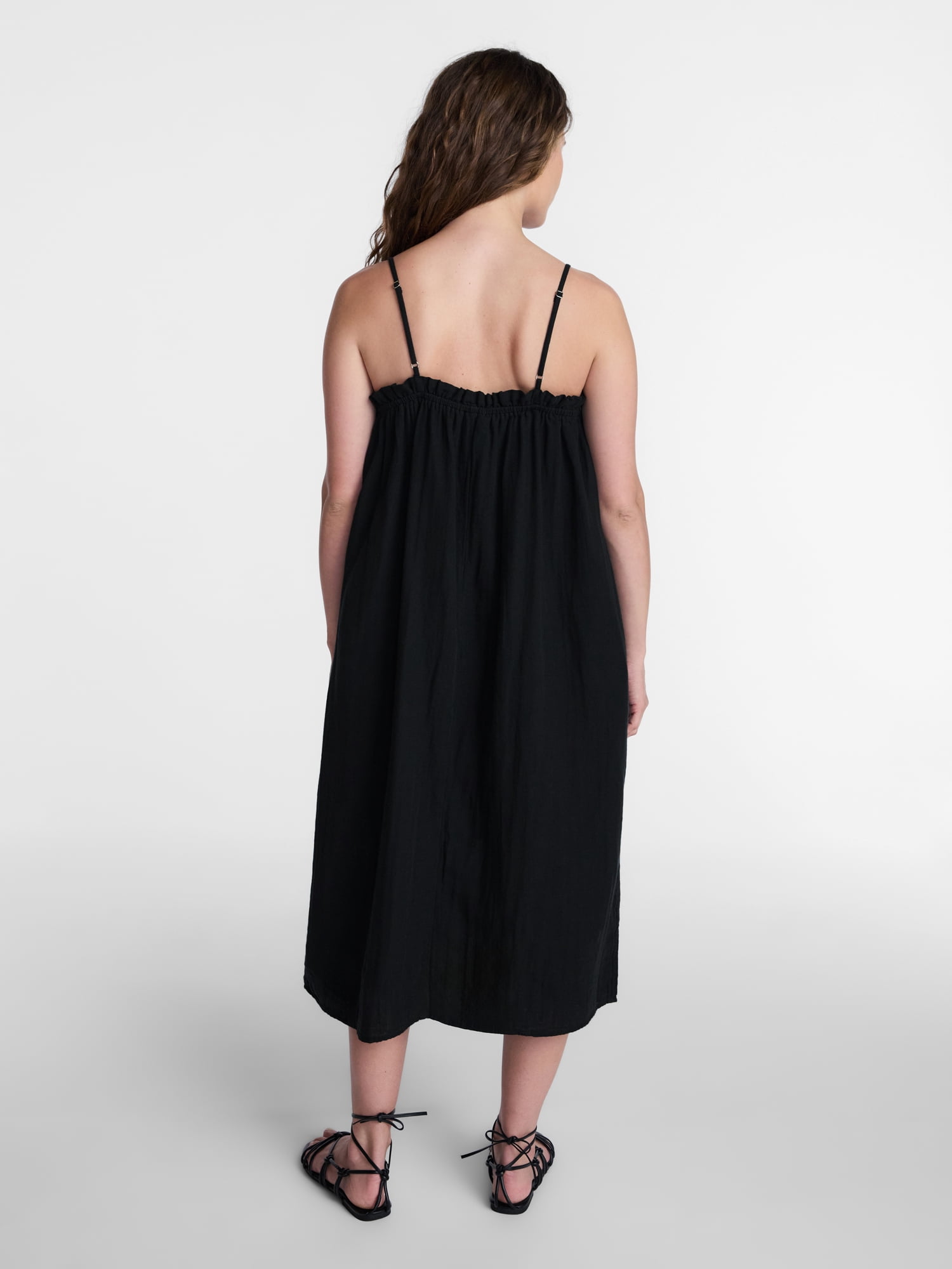 Time and Tru Women's Cotton Double Cloth Sleeveless Maxi Dress, Sizes XS-XXXL